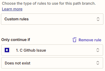 Zzapier Github issue custom rule