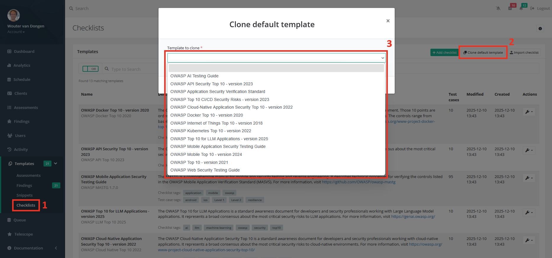 new checklist templates instructions