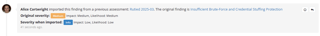 Created event with modified severity on import