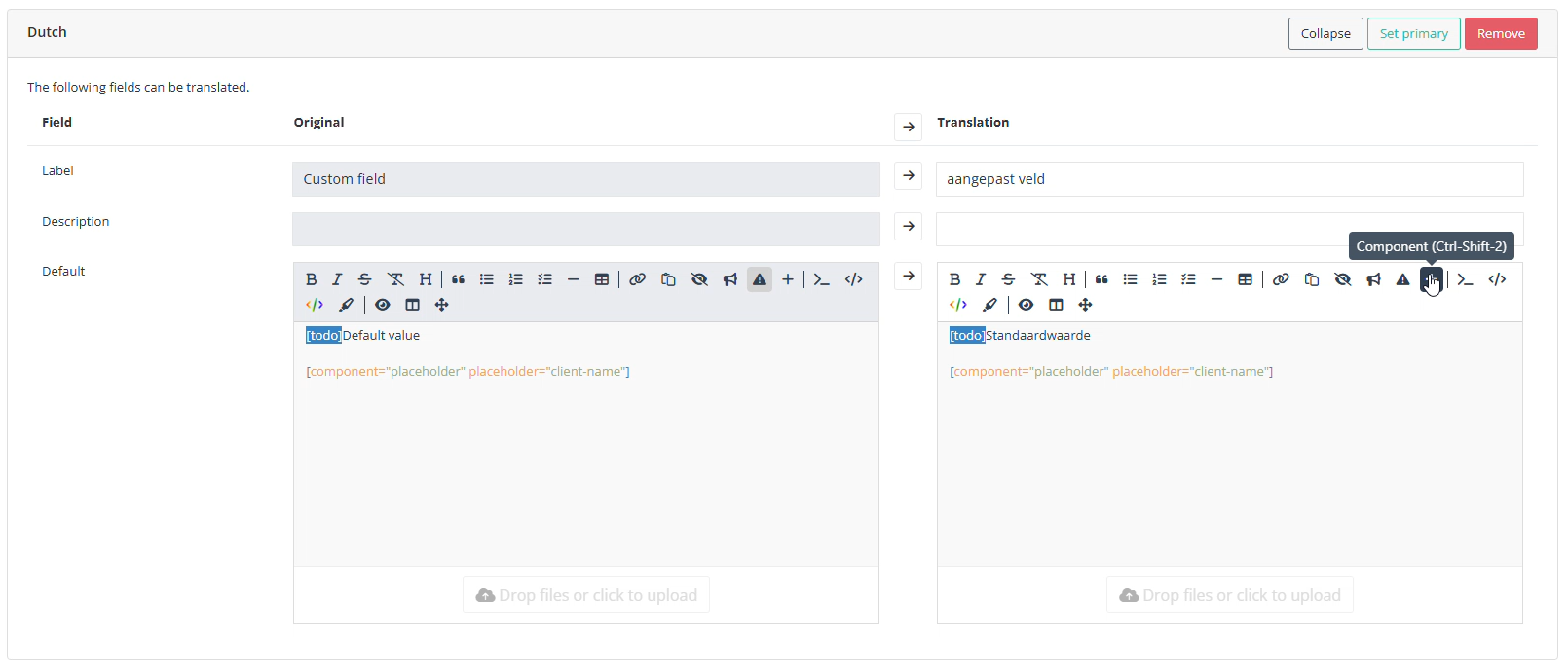 Custom fields default values